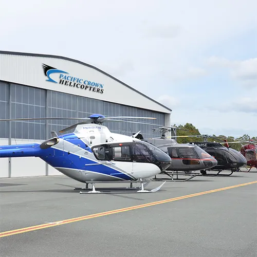 Airbus Helicopters in front of Pacific Crown Helicopter Hangar