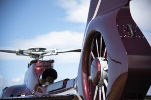 Close-up of Maroon Gold Airbus EC130 T2