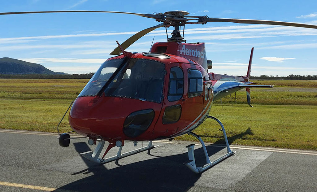 Aerotech Airbus AS350 in front of Mount Coolum