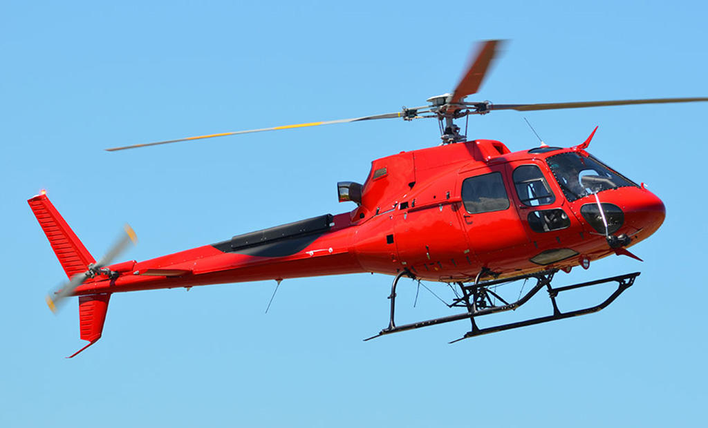 Airbus AS350 flying in the sky