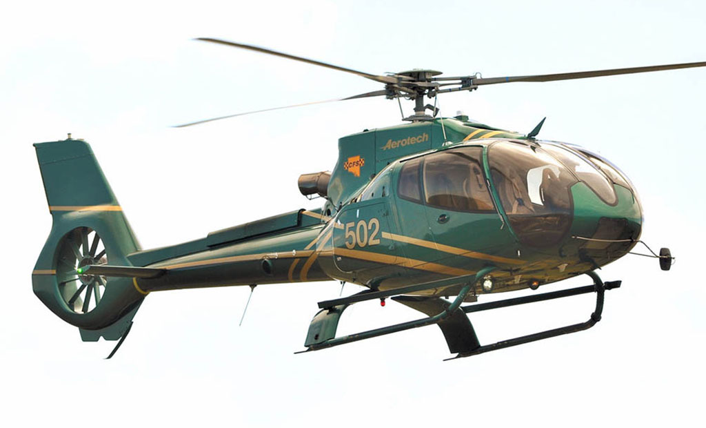 Airbus EC130 B4 Aerotech flying in the sky