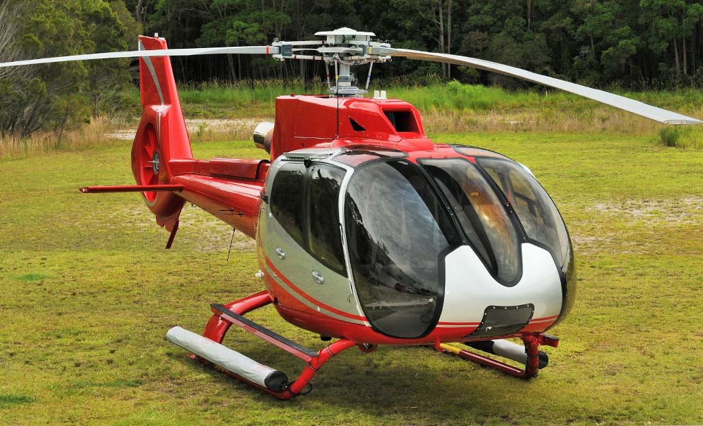 Helicopter on grass field