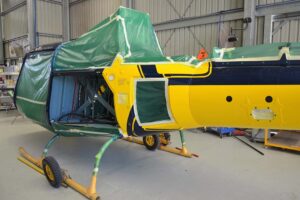 Airbus AS350 BA undergoing paintwork