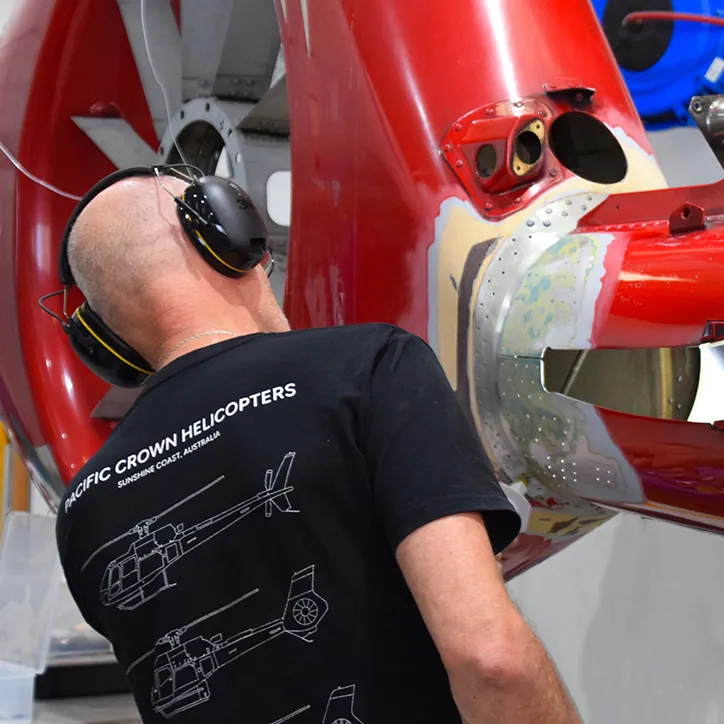 Heavy Maintenance Level D repaired being carried out on Airbus EC130 B4